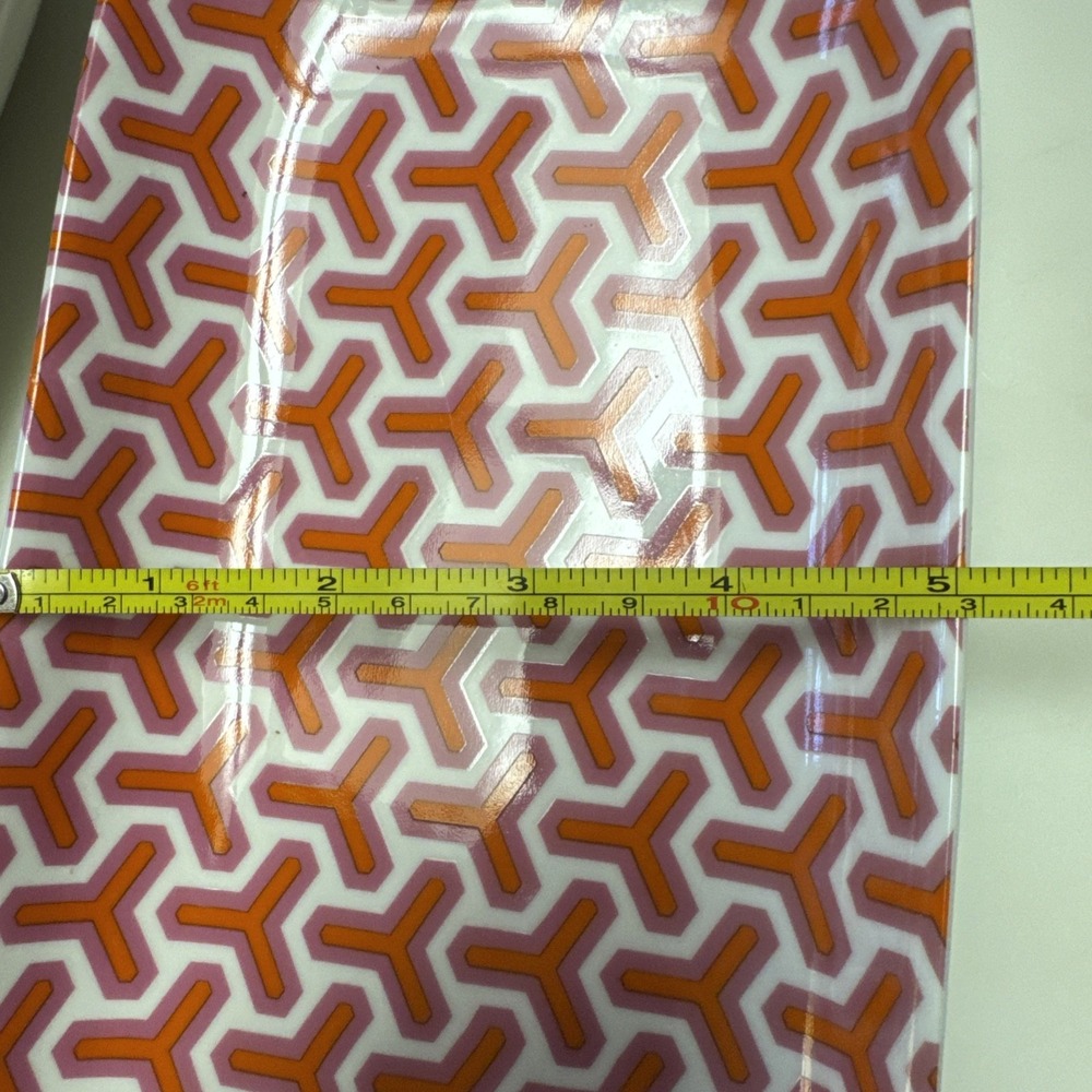 Jonathan Adler Geometric Pair Of Serving Platters In Orange And Pink Retro Funky - Picture 9 of 11